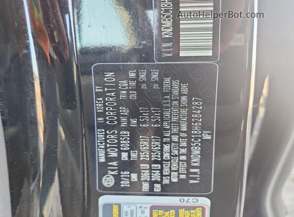 KNDMB5C18H6284287 2017 KIA SEDONA Black VIN კოდის სტიკერის ხედი