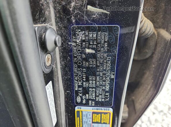 KNDPB3AC6G7838473 2016 KIA SPORTAGE Black VIN კოდის სტიკერის ხედი