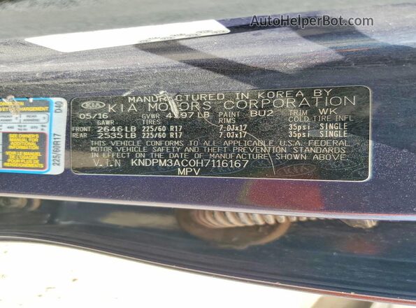 KNDPM3AC0H7116167 2017 KIA SPORTAGE Blue Widok komory silnika