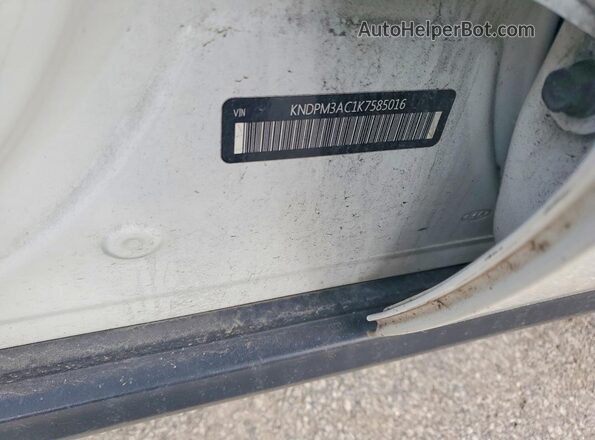 KNDPM3AC1K7585016 2019 KIA SPORTAGE White Widok naklejki z numerem VIN