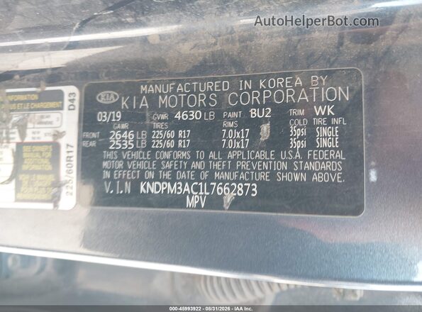 KNDPM3AC1L7662873 2020 KIA SPORTAGE Blue Widok komory silnika