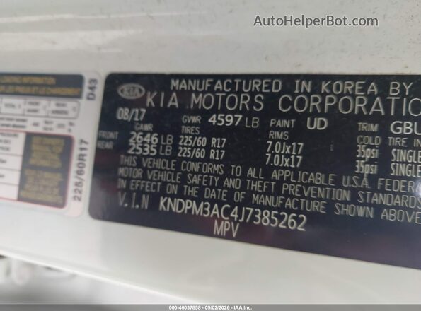 KNDPM3AC4J7385262 2018 KIA SPORTAGE Белый Вид подкапотного пространства