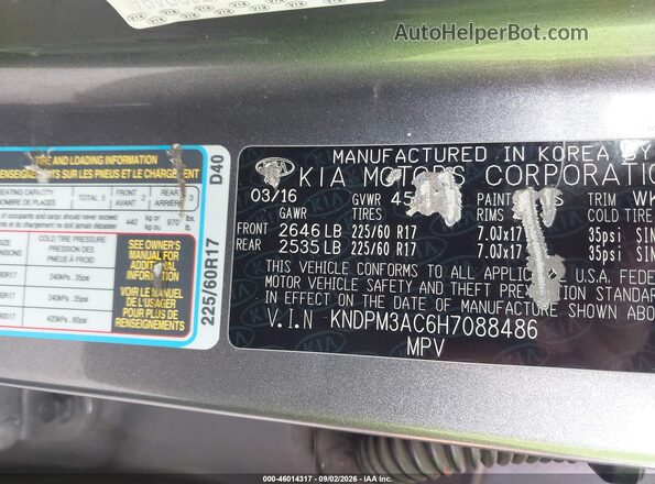 KNDPM3AC6H7088486 2017 KIA SPORTAGE Gray Շարժիչի բաժամունքի տեսք