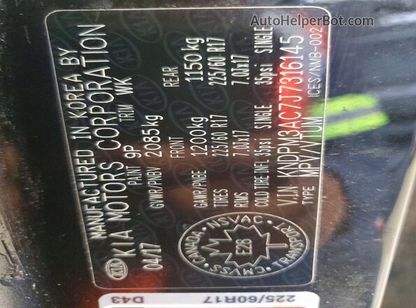 KNDPM3AC7J7316145 2018 KIA SPORTAGE Black Vista interior de 360 grados