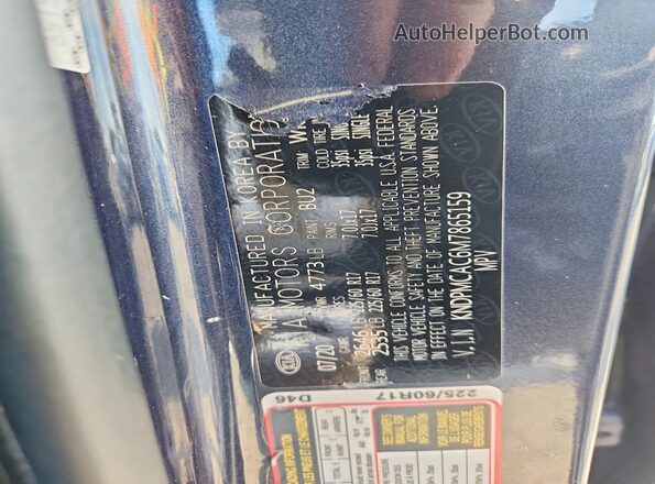 KNDPMCAC6M7865159 2021 KIA SPORTAGE Blue Вид наклейки з VIN-кодом