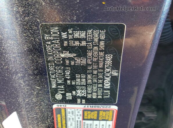 KNDPMCAC9K7598483 2019 KIA SPORTAGE Blue Vista de la etiqueta del VIN
