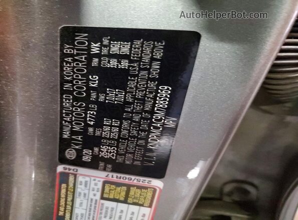 KNDPMCAC9M7885969 2021 KIA SPORTAGE Silver VIN sticker view