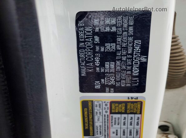 KNDPXCDG7S7194720 2025 KIA SPORTAGE White Vista de la etiqueta del VIN