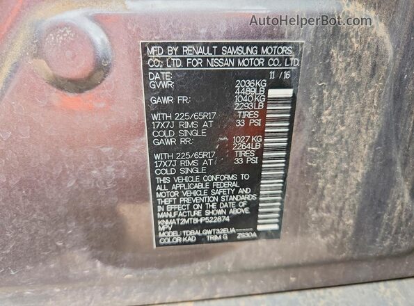 KNMAT2MT8HP522874 2017 NISSAN ROGUE Silver Engine compartment view