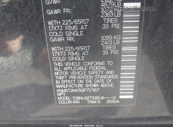 KNMAT2MV5GP717167 2016 NISSAN ROGUE Black Вид підкапотного простору