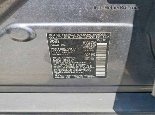 KNMAT2MV6JP623208 2018 NISSAN ROGUE Gray VIN sticker view