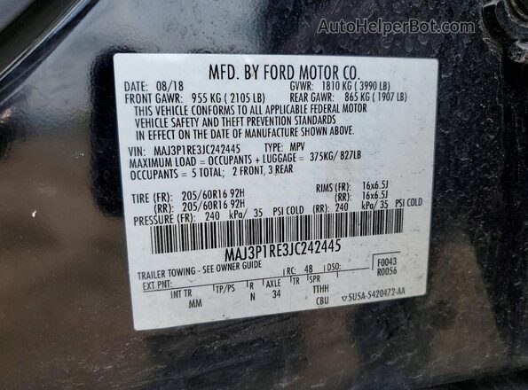MAJ3P1RE3JC242445 2018 FORD ECOSPORT Black ძრავის განყოფილების ხედი