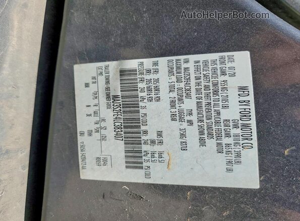 MAJ3S2FE4LC383407 2020 FORD ECOSPORT Gray Vista de la etiqueta del VIN