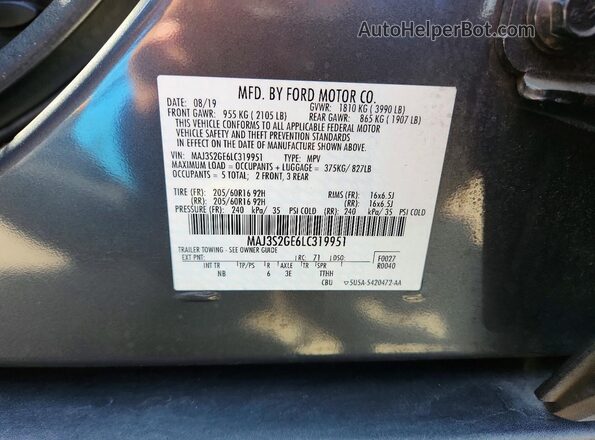 MAJ3S2GE6LC319951 2020 FORD ECOSPORT Gray Widok komory silnika