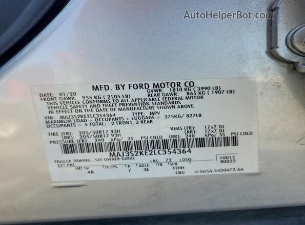 MAJ3S2KE2LC354364 2020 FORD ECOSPORT Silver Widok komory silnika