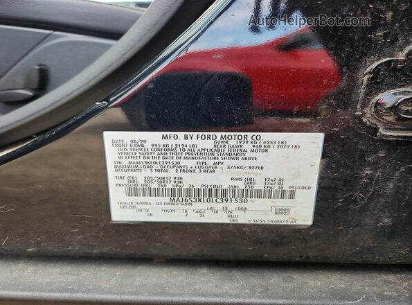 MAJ6S3KL0LC391530 2020 FORD ECOSPORT Black Widok komory silnika