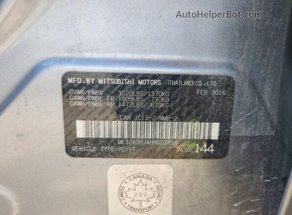 ML32A3HJ4HH003858 2017 MITSUBISHI MIRAGE Серебряный Вид подкапотного пространства