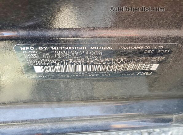 ML32AUHJ2NH003424 2022 MITSUBISHI MIRAGE Black Շարժիչի բաժամունքի տեսք