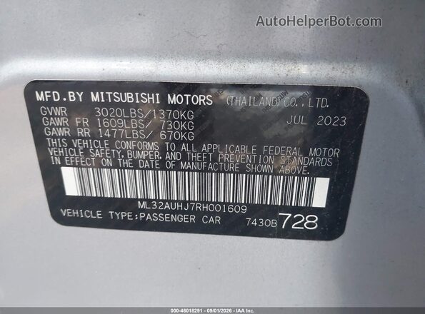 ML32AUHJ7RH001609 2024 MITSUBISHI MIRAGE Silver Widok komory silnika