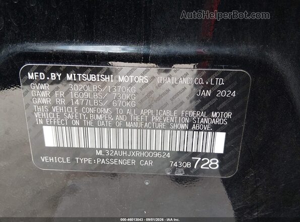 ML32AUHJXRH009624 2024 MITSUBISHI MIRAGE Black Շարժիչի բաժամունքի տեսք