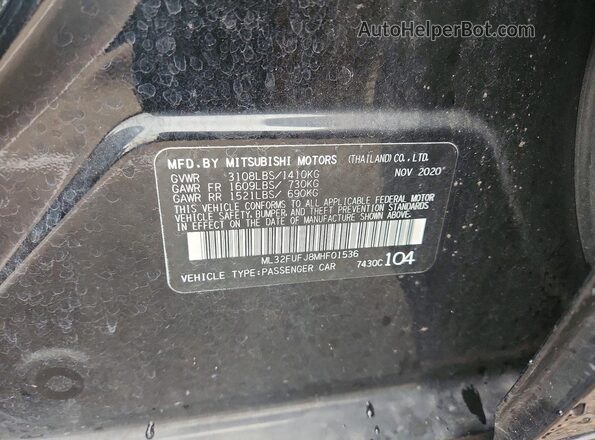ML32FUFJ8MHF01536 2021 MITSUBISHI MIRAGE Black Widok komory silnika