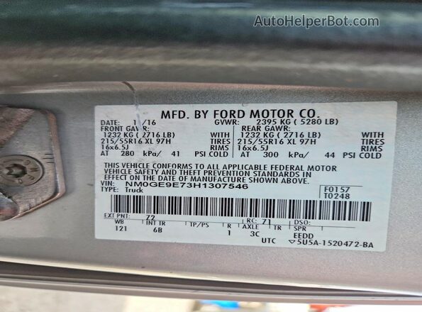 NM0GE9E73H1307546 2017 FORD TRANSIT Silver Vista interior de 360 grados
