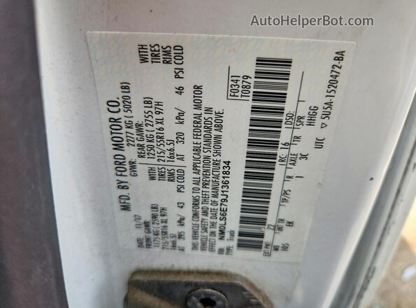 NM0LS6E79J1361834 2018 FORD TRANSIT White Vista de la etiqueta del VIN