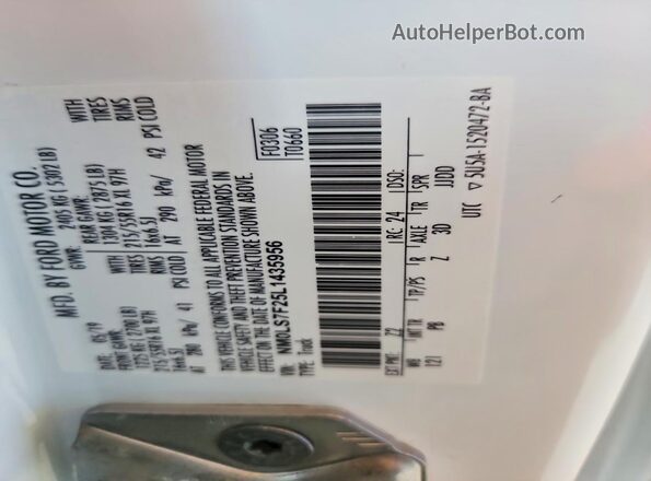 NM0LS7F25L1435956 2020 FORD TRANSIT White სალონის 360-გრადუსიანი ხედი