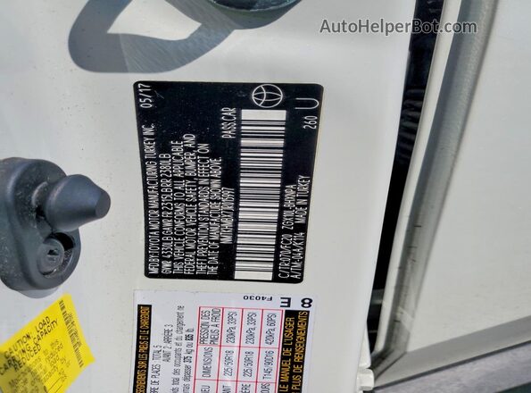 NMTKHMBX7JR015997 2018 TOYOTA C-HR White Widok naklejki z numerem VIN