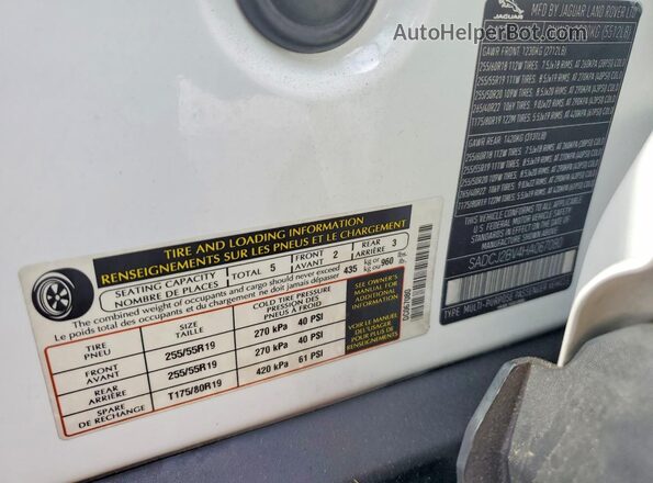 SADCJ2BV4HA067080 2017 JAGUAR F-PACE White VIN sticker view