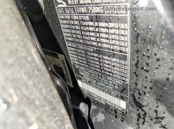 SADCJ2BVXHA067987 2017 JAGUAR F-PACE Black Engine compartment view