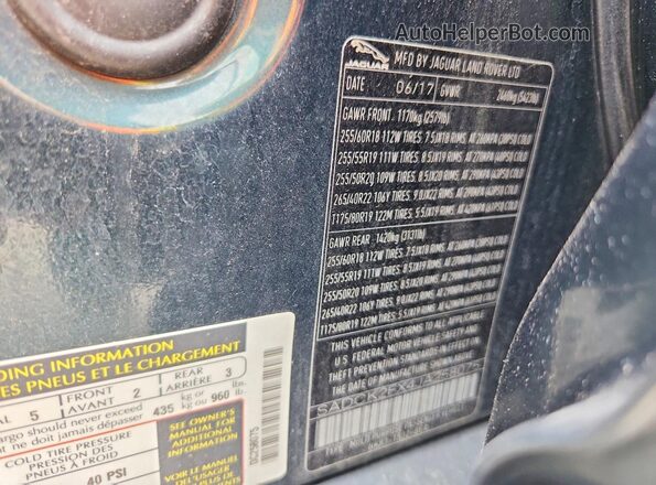 SADCK2FX4JA258075 2018 JAGUAR F-PACE Green VIN sticker view