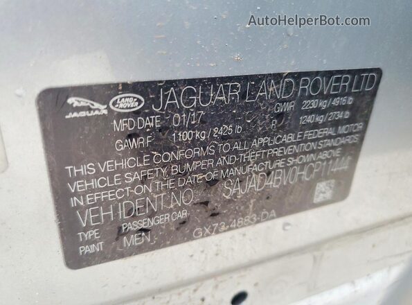 SAJAD4BV0HCP11444 2017 JAGUAR XF Silver Widok naklejki z numerem VIN