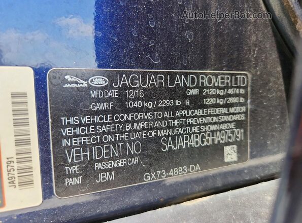 SAJAR4BG5HA975791 2017 JAGUAR XF Blue Engine compartment view