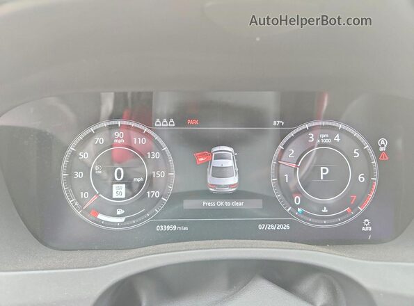SAJAT4GX8LCP59652 2020 JAGUAR XF White ხელსაწყოთა პანელის ხედი