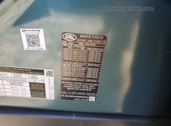 SAL1L9FUXRA192263 2024 LAND ROVER RANGE Teal Շարժիչի բաժամունքի տեսք