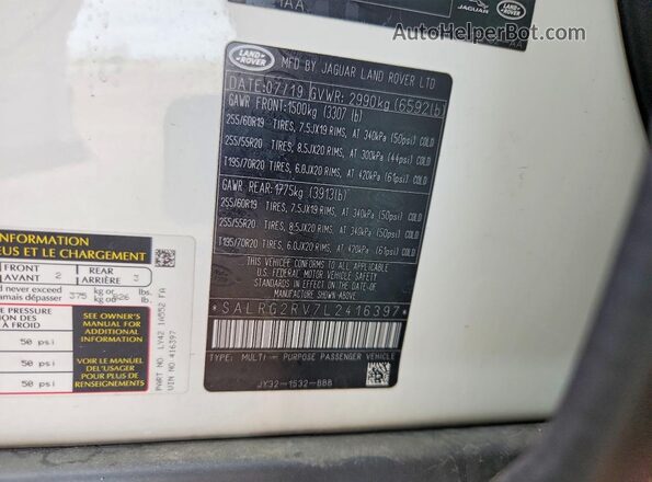 SALRG2RV7L2416397 2020 LAND ROVER DISCOVERY White 360 interior view