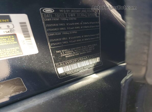 SALWR2FV6HA175060 2017 LAND ROVER RANGE Blue 