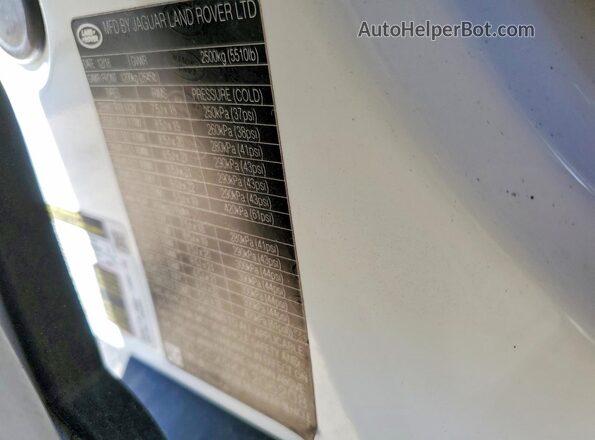SALYL2EX9KA206208 2019 LAND ROVER RANGE White VIN կոդի պիտակի տեսք