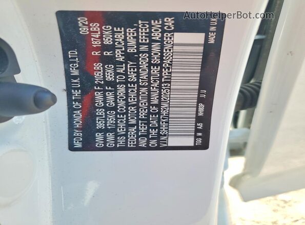 SHHFK7H62MU202513 2021 HONDA CIVIC Белый Вид наклейки с VIN-кодом