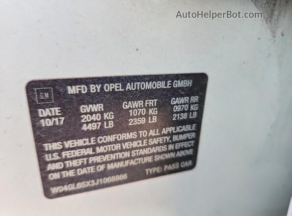 W04GL6SX3J1068866 2018 BUICK REGAL White Շարժիչի բաժամունքի տեսք