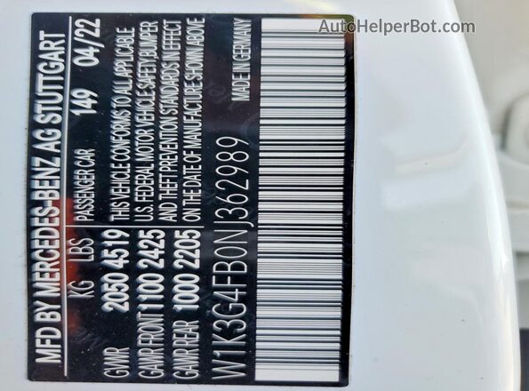 W1K3G4FB0NJ362989 2022 MERCEDES-BENZ A White Engine compartment view