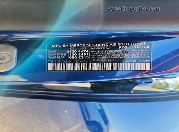 W1K5J4HB4SN555951 2025 MERCEDES-BENZ CLA-CLASS Blue Вид підкапотного простору