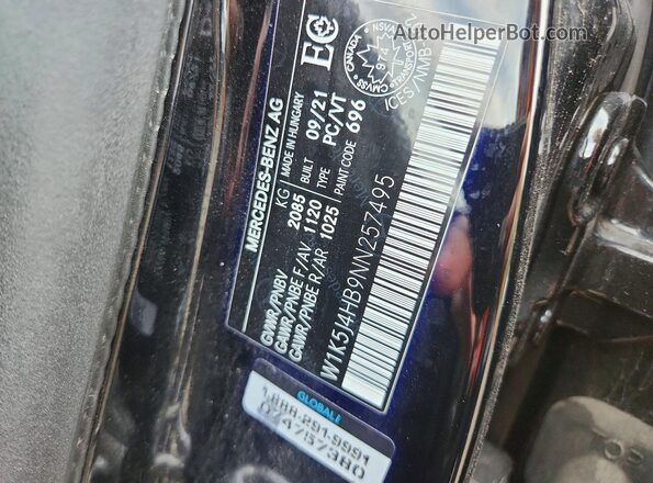 W1K5J4HB9NN257495 2022 MERCEDES-BENZ CLA-CLASS Black Շարժիչի բաժամունքի տեսք