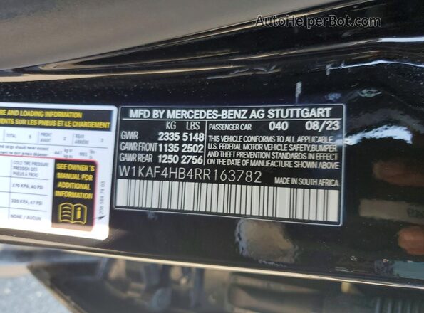 W1KAF4HB4RR163782 2024 MERCEDES-BENZ C Black VIN sticker view