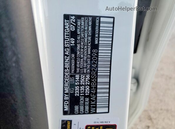 W1KAF4HB6SR242098 2025 MERCEDES-BENZ C White Engine compartment view