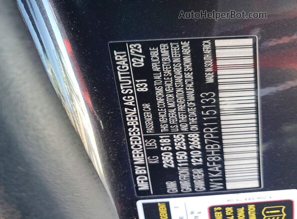 W1KAF8HB7PR115133 2023 MERCEDES-BENZ C Charcoal VIN կոդի պիտակի տեսք