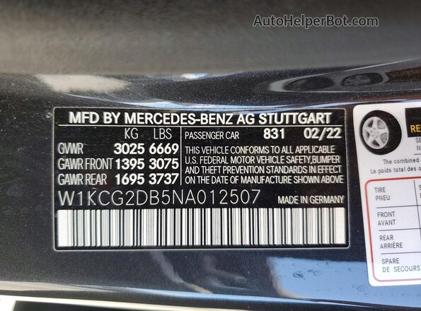 W1KCG2DB5NA012507 2022 MERCEDES-BENZ EQS Charcoal Widok wnętrza 360 stopni