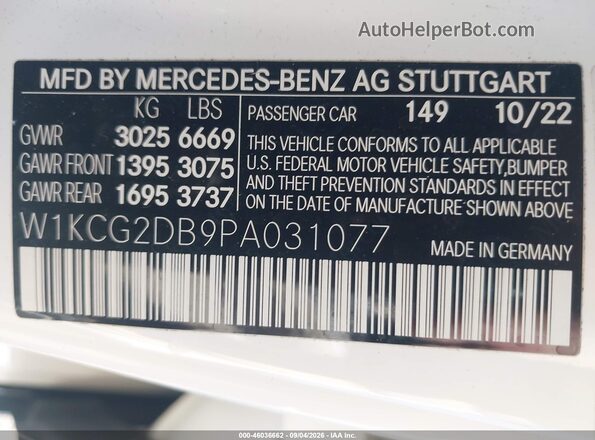 W1KCG2DB9PA031077 2023 MERCEDES-BENZ EQS 450+ White Engine compartment view
