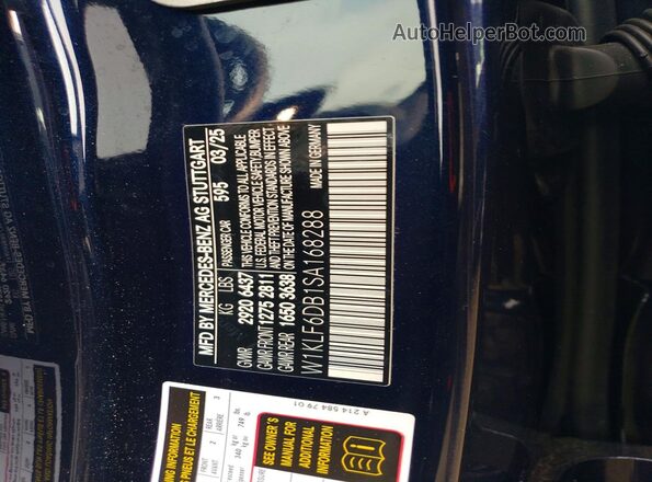 W1KLF6DB1SA168288 2025 MERCEDES-BENZ E Blue Widok naklejki z numerem VIN